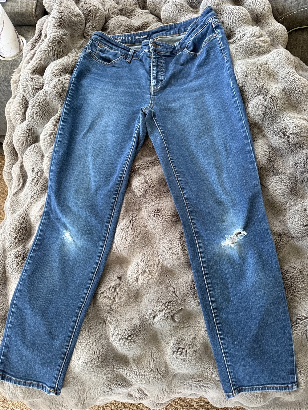 Talbots Medium Blue Skinny Jeans with Knee Distress